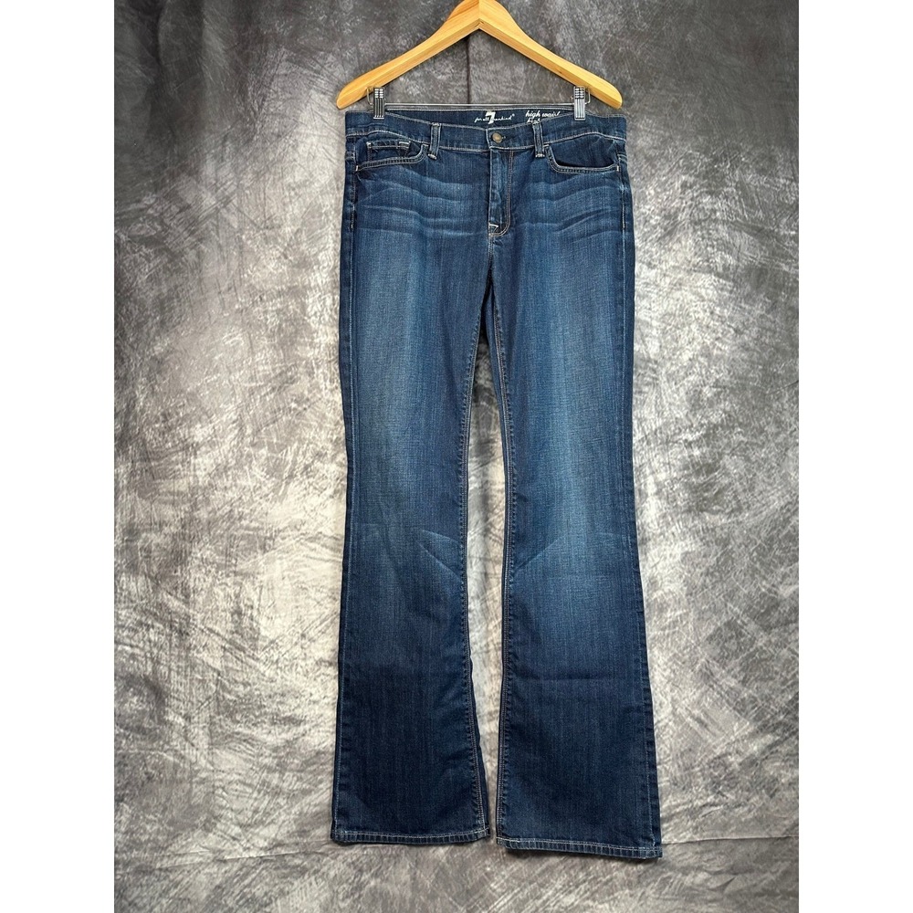 7 For All Mankind High Waist Jeans Womens 32 x 33 Blue‎ Flare Bootcut Denim Dark